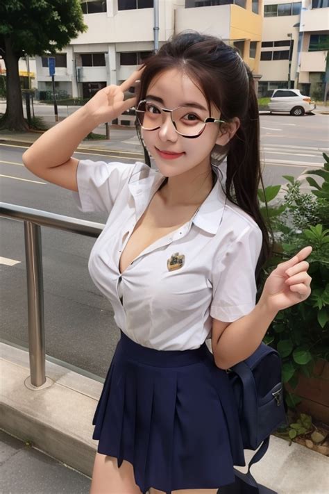 school girl cleavage